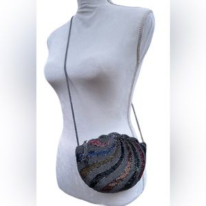 Vintage Carla Marchi Multicolor Glass Beaded Evening Purse